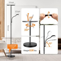 Outon Led Floor Lamp, 27W/2400Lm Modern Torchiere Lamp & 7W/ 400Lm Reading Lamp, Bright Dimmable Standing Tall Lamp With 4 Color Temperature, Remote Touch Control For Living Room Bedroom Office, Black