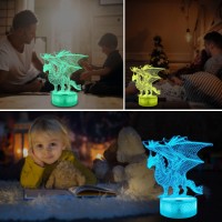 Ammonite Dragon Lamp For Kids 3D Dragon Night Light Toy16 Colors With Remote Control Kids Room Decor As A Christmas Birthday G