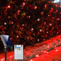 Solar Net Christmas Lights Red 192 Led Net Lights Outdoor Mesh Lights Waterproof 8 Modes Solar Powered String Lights For Garde