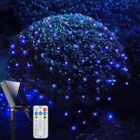 Solar Net Lights Outdoor Mesh Lights Blue, 204 Led Net Lights Christmas, Waterproof 8 Modes Solar Powered Tree Wrap Lights For Fence, Garden, Yard, Bushes, Trunk, Halloween Decor-9.8Ft X 6.6Ft