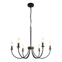 Rviezza 6Light Farmhouse Chandelier Black Chandeliers For Dining Room Lighting Fixtures Hanging Classic Candle Ceiling Modern