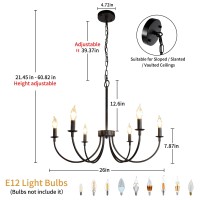 Rviezza 6Light Farmhouse Chandelier Black Chandeliers For Dining Room Lighting Fixtures Hanging Classic Candle Ceiling Modern