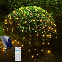 Solar Net Lights Outdoor Mesh Lights Warm White, 204 Led Net Lights Christmas, Waterproof 8 Modes Solar Powered Tree Wrap Lights For Shrubs, Fence, Garden, Bushes, Trunk, Halloween Decor-9.8Ft X 6.6Ft