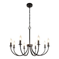 Rviezza Black Farmhouse Chandeliers 8 Light Rustic Iron Chandeliers Classic Candle Ceiling Hanging Pendant Light Fixture For L