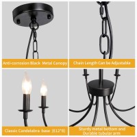 Rviezza Black Farmhouse Chandeliers 8 Light Rustic Iron Chandeliers Classic Candle Ceiling Hanging Pendant Light Fixture For L