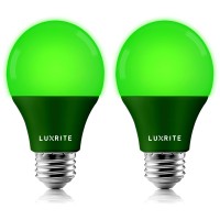 Luxrite A19 Led Green Light Bulb, 60W Equivalent, Non-Dimmable, Ul Listed, E26 Standard Base, Indoor Outdoor, Porch, Christmas, Decoration, Party, Holiday, Event, Home Lighting (2 Pack)