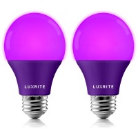 Luxrite A19 Led Purple Light Bulbs, 60W Equivalent, Non-Dimmable, Ul Listed, E26 Standard Base, Indoor Outdoor, Porch, Christmas, Decoration, Party, Holiday, Event, Home Lighting (2 Pack)