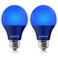 Luxrite A19 Led Blue Light Bulb, 60W Equivalent, Non-Dimmable, Ul Listed, E26 Standard Base, Indoor Outdoor, Porch, Christmas, Decoration, Party, Holiday, Event, Home Lighting (2 Pack)