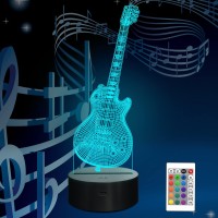 Attivolife Guitar Lamp Gift, Electric Guitar 3D Night Light With Remote Control + Timer 16 Color Changing Desk Lamp Kids Room Decor Plug In Best Cool Xmas Birthday For Musical Lover Boy Girl Men