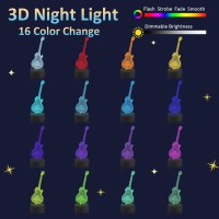 Attivolife Guitar Lamp Gift, Electric Guitar 3D Night Light With Remote Control + Timer 16 Color Changing Desk Lamp Kids Room Decor Plug In Best Cool Xmas Birthday For Musical Lover Boy Girl Men