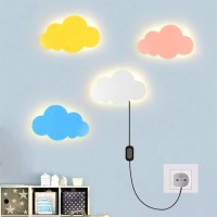 Macaron Cloud Led Children'S Room Wall Lamp Night Light Wall Lighting Decorative Background Wall Lamp Bedroom, Living Room, Staircase, 18W, Three Lighting