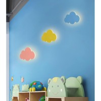 Macaron Cloud Led Children'S Room Wall Lamp Night Light Wall Lighting Decorative Background Wall Lamp Bedroom, Living Room, Staircase, 18W, Three Lighting