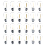 Meconard 24 Pack Led S14 Replacement Light Bulbs, Shatterproof Outdoor 1 Watt To Replace 11Watts String Incandescent Bulb, E26 Regular Medium Screw Base, 2200K Warm White, Non-Dimmable