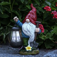 Taupos Garden Statue Gnome Deco, Garden Statues Sculptures, Outdoor Decorations For Patio,With Solar Powered Led Light