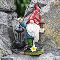 Taupos Garden Statue Gnome Deco, Garden Statues Sculptures, Outdoor Decorations For Patio,With Solar Powered Led Light