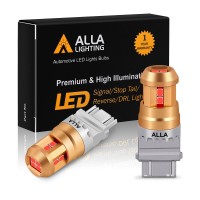 Alla Lighting Miniature 12V T25 Wedge 3156 3157 Red Led Turn Signal, Brake Tail Lights Smd Replacement For Motorcycles, Cars, Trucks