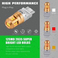 Alla Lighting Miniature 12V T25 Wedge 3156/3157 Led Turn Signal Lights Bulbs Replacement, Amber Yellow Smd Xtreme Super Bright Upgrade