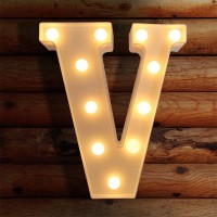 Viti Led Letter Lights Light Up Letters Sign For Night Light, Alphabet Marquee Letters For Wall Decor, Light Up Letters Wedding/Birthday Party Battery Powered Christmas Decoration Letter Lights (V)