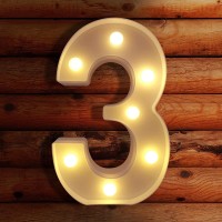 Viti Light Up Numbers, Led Light Up Number Sign Night Light For Wall Decor, Light Up Letters Wedding/Birthday Party Battery Powered Christmas Decoration Numbers Lights (3)