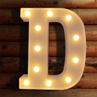 Viti Led Letter Lights Light Up Letters Sign For Night Light, Alphabet Marquee Letters For Wall Decor, Light Up Letters Wedding/Birthday Party Battery Powered Christmas Decoration Letter Lights (D)