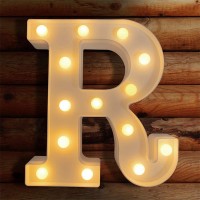 Viti Led Letter Lights Light Up Letters Sign For Night Light, Alphabet Marquee Letters For Wall Decor, Light Up Letters Wedding/Birthday Party Battery Powered Christmas Decoration Letter Lights (R)