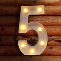 Viti Light Up Numbers, Led Light Up Number Sign Night Light For Wall Decor, Light Up Letters Wedding/Birthday Party Battery Powered Christmas Decoration Numbers Lights (5)