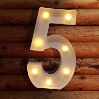 Viti Light Up Numbers, Led Light Up Number Sign Night Light For Wall Decor, Light Up Letters Wedding/Birthday Party Battery Powered Christmas Decoration Numbers Lights (5)