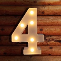 Viti Light Up Numbers, Led Light Up Number Sign Night Light For Wall Decor, Light Up Letters Wedding/Birthday Party Battery Powered Christmas Decoration Numbers Lights (4)