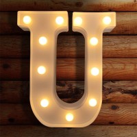 Viti Led Letter Lights Light Up Letters Sign For Night Light, Alphabet Marquee Letters For Wall Decor, Light Up Letters Wedding/Birthday Party Battery Powered Christmas Decoration Letter Lights (U)