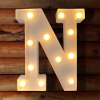 Viti Led Letter Lights Light Up Letters Sign For Night Light, Alphabet Marquee Letters For Wall Decor, Light Up Letters Wedding/Birthday Party Battery Powered Christmas Decoration Letter Lights (N)