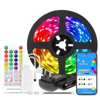 Btf-Lighting Rgbw Bluetooth Music App 16.4Ft Led Strip Lights Rgb+Warm White 3000K 4 Colors In 1 Led Color Changing Lights Strip For Bedroom, Desk, Home Decoration, With Remote And 12V Power Supply