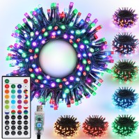 Joomer Color Changing Christmas Lights, 33Ft 100 Led Rgb String Lights Usb Powered Indoor Outdoor Color Changing Fairy Twinkle Lights For Christmas Decorations