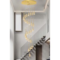 Ykolupty H150 Spiral Chandelier Lighting Modern Gold Chandelier Light Fixture For Foyer Hallway Crystal Chandeliers For High Cei