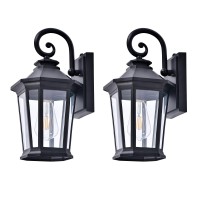 Dusk To Dawn Sensor Lights Fixtures Outdoor Wall Lantern Wall Mount Waterproof Anti-Rust Modern Matte Black Front Porch Light With Clear Glass 2 Pack (Bulb Not Included)