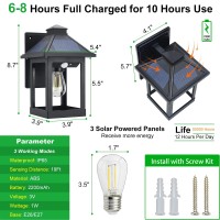 Kuniwa Solar Wall Light Outdoor With 3 Lighting Modes, Dusk To Dawn Led Wall Mount Sconce Exterior Motion Sensor Security Porch Lantern Light Fixture Waterproof For Patio Fence Outside Decorative