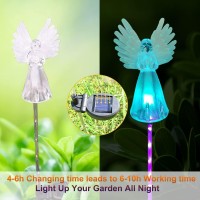 Mibung 4 Pack Solar Angel Lights Outdoor Decor Solar Powered Color Changing Angel Easter Stakes Decorative Memorial Lights Garde