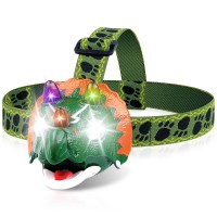 Triceratops Led Headlamp - Dinosaur Headlamp For Kids Camping Essentials Dinosaur Toy Head Lamp Flashlight For Boys Girls Or Adults Ideal Gift For Birthday, Halloween, Christmas, New Year