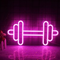 Lucunstar Gym Neon Sign,Barbell Dumbbell Shaped Neon Signs Pink Neon Lights Sign Gym Wall Stickers For Fitness Club Decor Led Neon As Gift For Teen Girls Teen Sports Room Game Room Decor