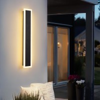 Yaowszm Outdoor Wall Sconce Led Modern Outdoor Lights 12W Black Exterior Light Fixture 23.6In Acrylic Wall Lighting Ip65 For Porch Patio Garage Garden