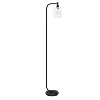 Simple Designs Lf2009Blk Modern Iron Lantern Floor Lamp With Glass Shade Black