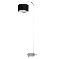 Simple Designs Lf2005Blk Arched Brushed Nickel Floor Lamp With Black Fabric Shade