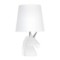 Simple Designs Lt1078Slv Sparkling Glitter Unicorn Table Lamp Silver