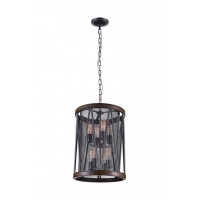 8 Light Drum Shade Chandelier With Pewter Finish