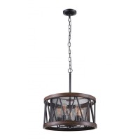 5 Light Drum Shade Chandelier With Pewter Finish