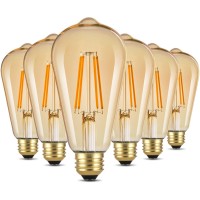 Sigalux Edison Led Light Bulbs, Dimmable Vintage Light Bulbs 40 Watt Equivalent, E26 Led Filament Bulbs, St19 Antique Amber Glass Light Bulbs Soft White 2700K, 400Lm, Cri90, Ul Listed, 6 Pack