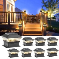 Moondeage Fence Post Lights 25 Lumens Deck Post Cap Light Solar Powered Outdoor Lighting Fits For 4X4 Or Larger Wooden Posts