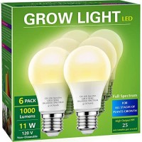 Grow Light Bulbs, Briignite Led Grow Light Bulb A19 Bulb, Full Spectrum Grow Light Bulb, Plant Light Bulbs E26 Base, 11W Grow Bulb 100W Equivalent, Grow Light For Indoor Plants, Seed Starting, 6 Pack