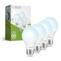 Sigalux 60W Equivalent A19 Led Light Bulb, 5000K Daylight 800Lm 9.5 Watt, Non-Dimmable Standard Light Bulbs E26 Medium Base, Ul Listed, 4 Pack