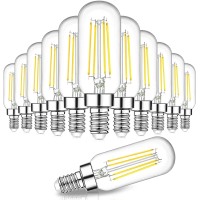 Dimmable E12 Candelabra Led Bulbs 60W Equivalent 6W 600Lm, T6 Edison Light Bulbs, 5000K Daylight White, Clear Filament Chandelier Led Light Bulbs, Small Vintage Bulb For Ceiling Light Fan, 12-Pack