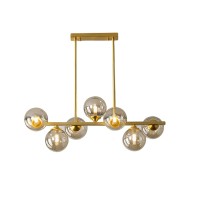 Bepuzz 7-Light Glass Sputnik Chandelier Gold Metal Brushed Brass Linear Hanging Pendant Light Magic Bean Molecule Ceiling Pendant Light Fixtures For Bedroom Living Room Hallway (7-Light)